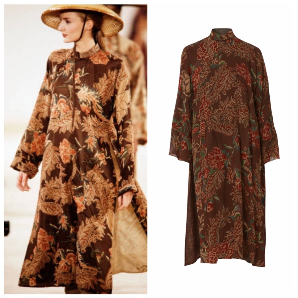Vintage Ralph Lauren Collection Purple Label Silk Tunic Dress Midi Runway 1990s